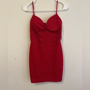 A red dress with glitter.